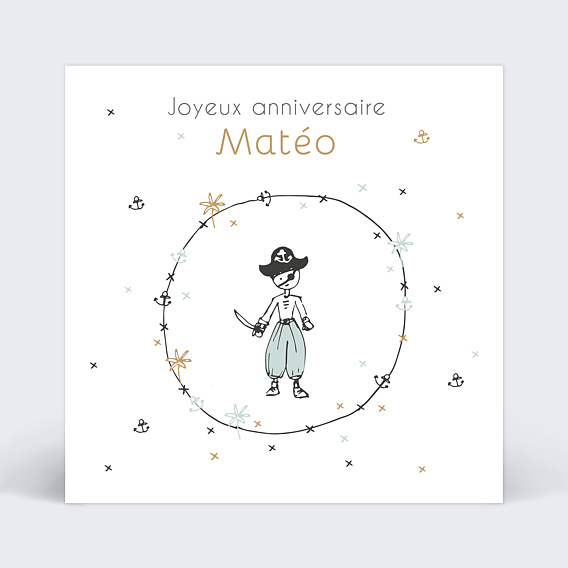 Carte anniversaire enfant Petit Pirate