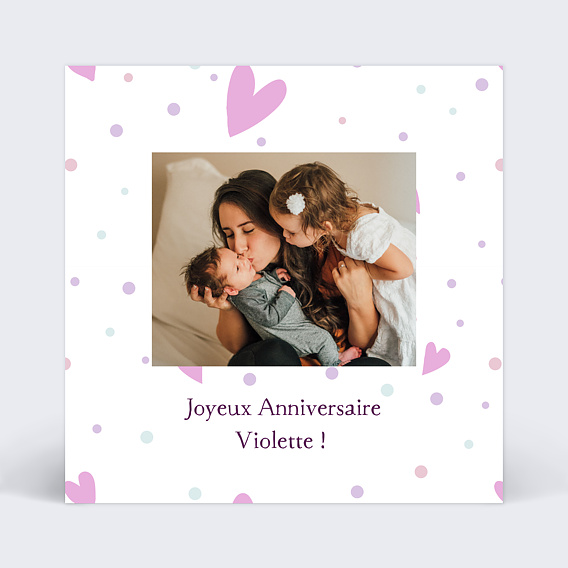 Carte anniversaire enfant Violette