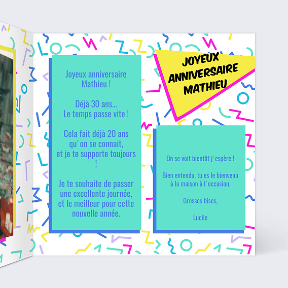 Carte anniversaire Années 90 Intérieur Droit