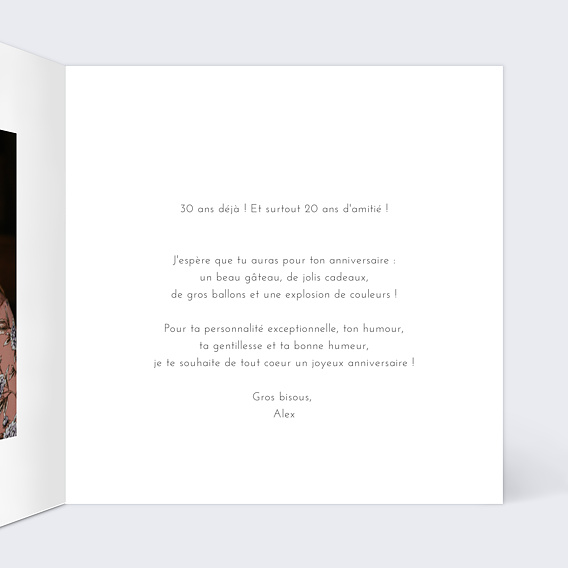 Carte anniversaire Cœur Fleuri Intérieur Droit