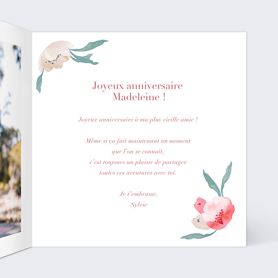 Carte anniversaire Joli Bouquet Intérieur Droit
