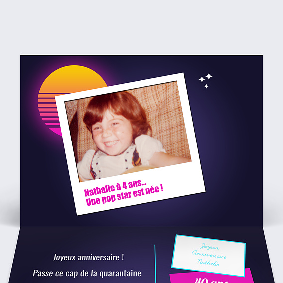 Carte anniversaire Années 80 Intérieur Gauche