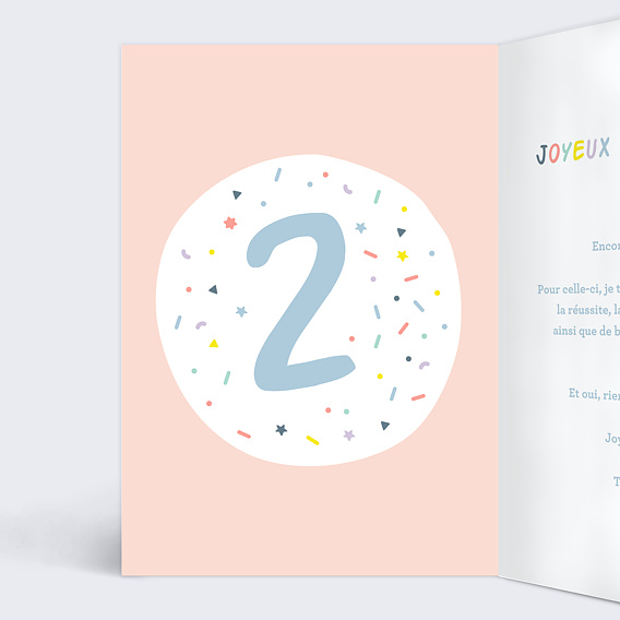 Carte anniversaire enfant Ballons 2 ans Intérieur Gauche