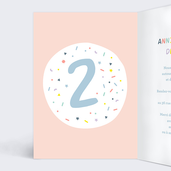 Carte d'Invitation Anniversaire Enfant 2 ans