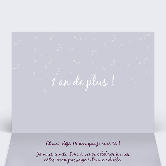 Invitation anniversaire Photos 18 ans Intérieur Gauche
