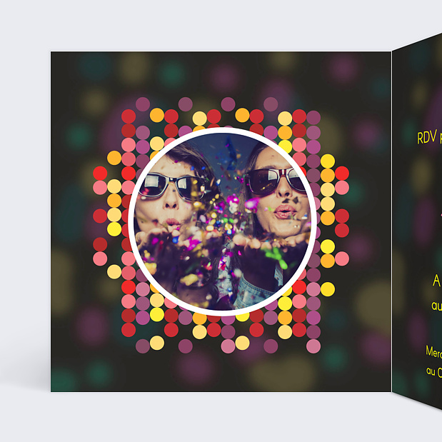 Invitation Anniversaire Disco Party Intérieur Gauche