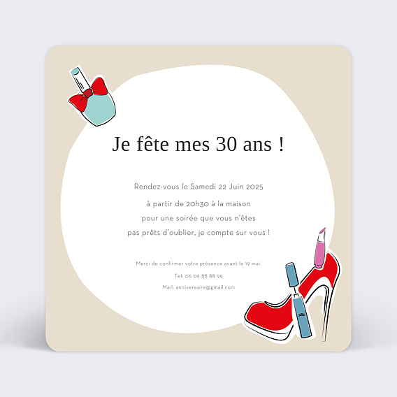 Invitation anniversaire Panoplie Verso