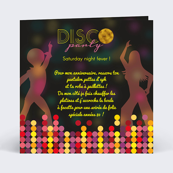 Invitation anniversaire Disco Party