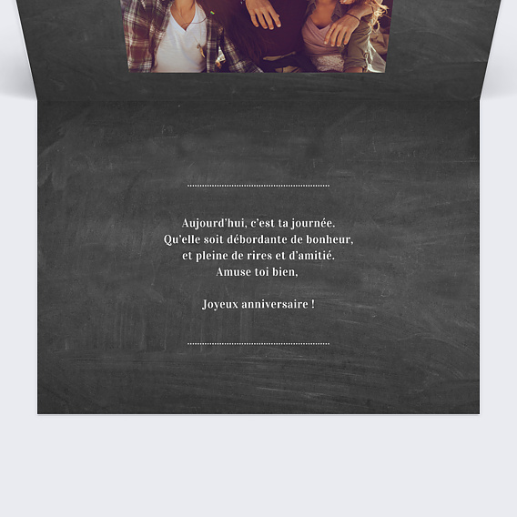 Carte anniversaire Photomaton Ardoise Intérieur Droit