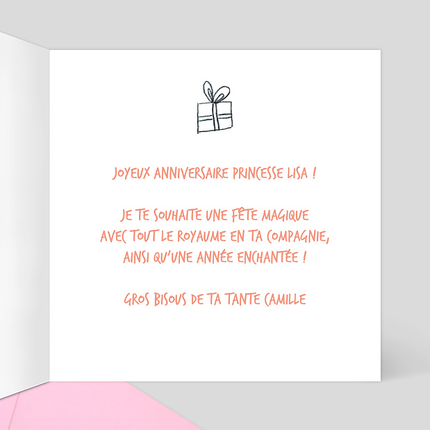 Carte Anniversaire Petite Princesse Intérieur Droit