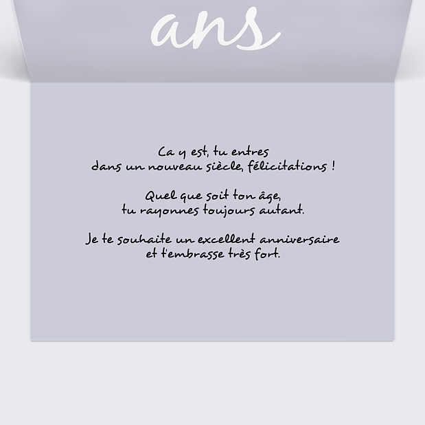 Carte anniversaire 100 ans Intérieur Droit