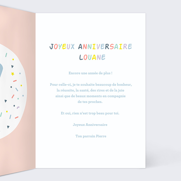 Carte anniversaire enfant 7 ans souhait Intérieur Droit