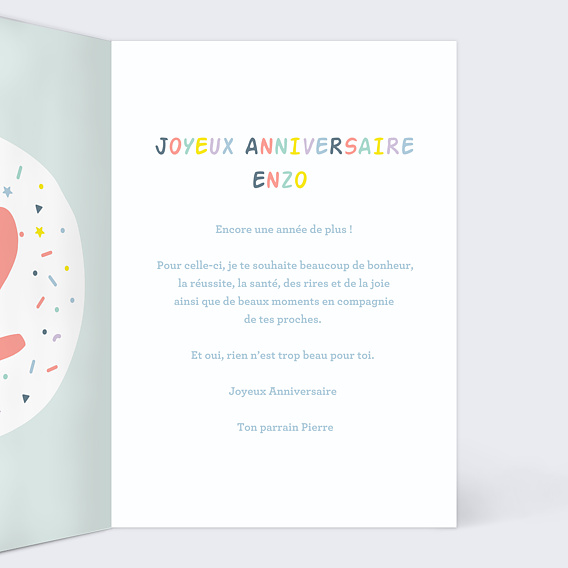 Carte anniversaire enfant Ballons 12 ans Intérieur Droit