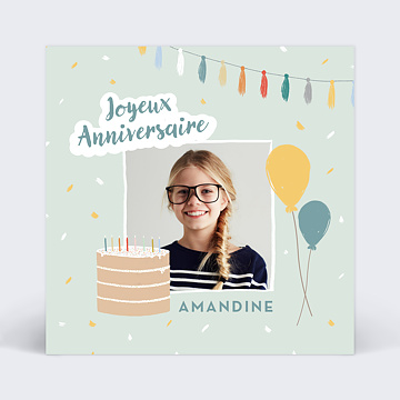 Carte Anniversaire enfant Goûter d'Anniversaire