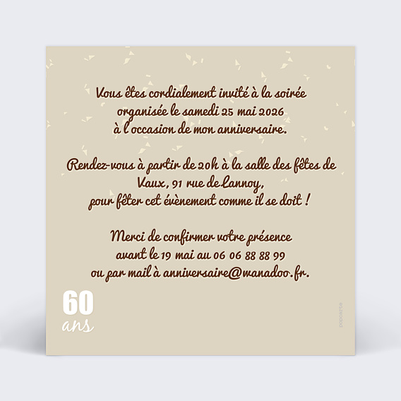 Invitation Anniversaire Adulte Photos 60 ans