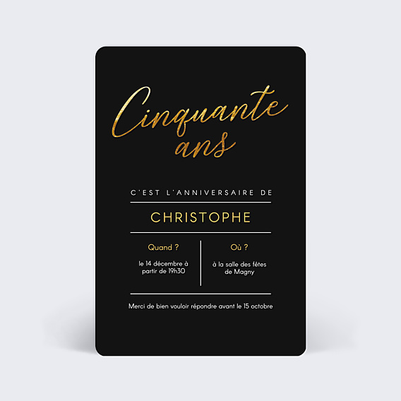 Invitation anniversaire Cinquante Chic
