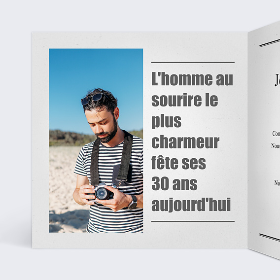 Carte anniversaire Journal Intérieur Gauche