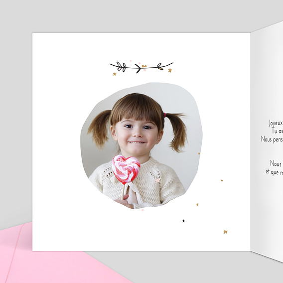 Carte anniversaire enfant Jolie Princesse Intérieur Gauche