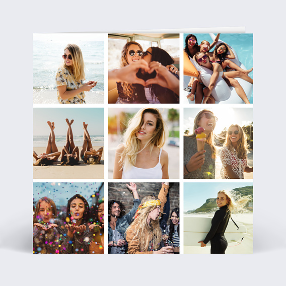 Carte anniversaire Popart 9 Photos Recto