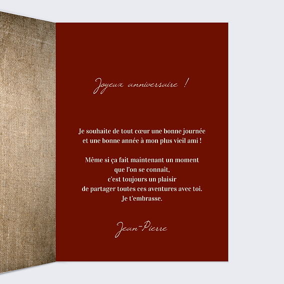 Carte anniversaire Anniversaire Millésimé Intérieur Droit