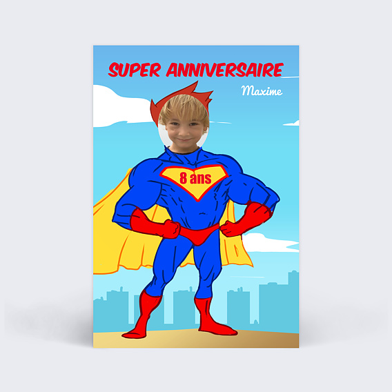 Carte anniversaire enfant Superman Äge Modifiable