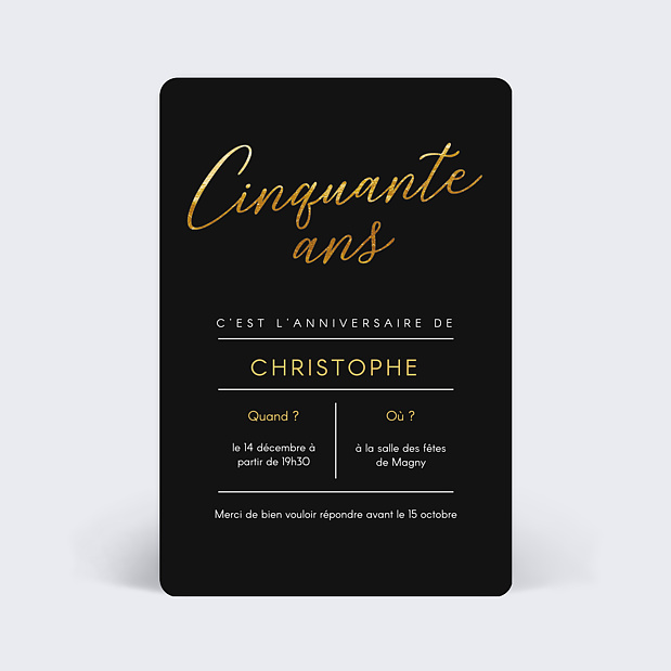 Invitation Anniversaire Cinquante Chic Popcarte