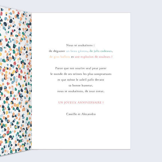 Carte anniversaire Ballons Intérieur Droit