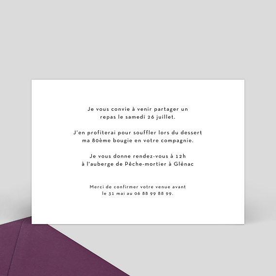 Invitation anniversaire 80 ans Verso