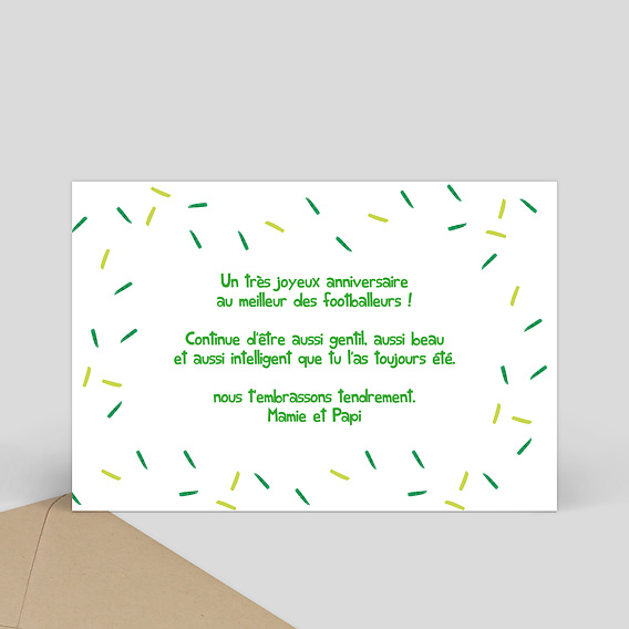 Carte anniversaire enfant Joueur Verso