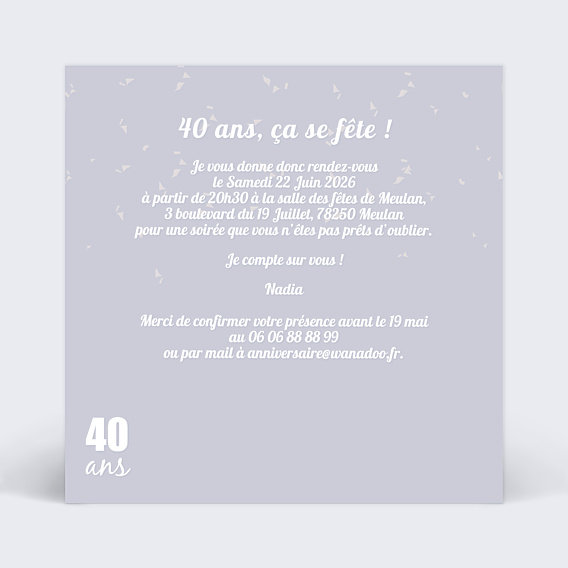 Invitation Anniversaire Adulte Photos 40 ans
