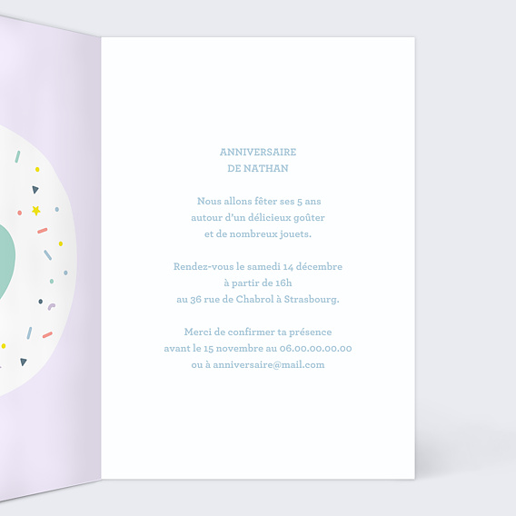Invitation anniversaire enfant 5 ans Intérieur Droit