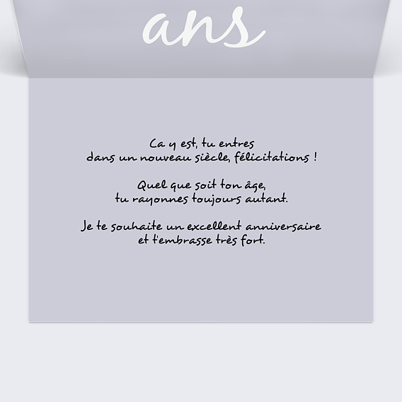 Carte anniversaire 100 ans Intérieur Droit