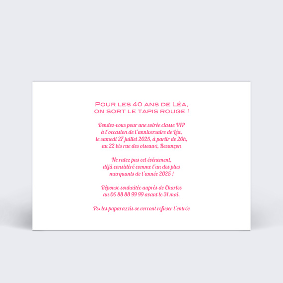 Invitation anniversaire Magazine People Verso