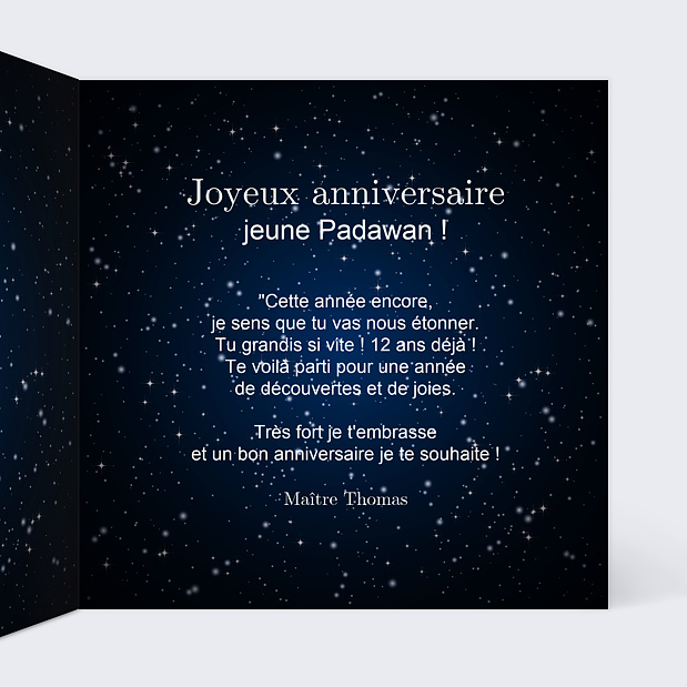 Carte Anniversaire Galaxie Intérieur Droit