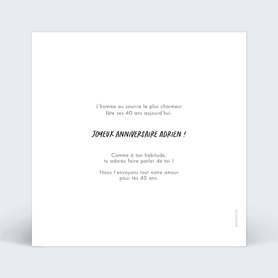 Carte anniversaire Polaroïd Verso