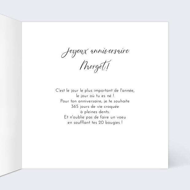 Carte Anniversaire Sobre et Jolie Intérieur Droit