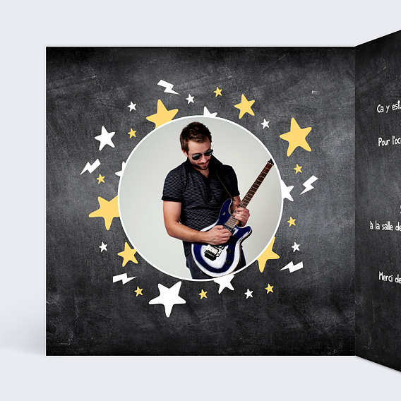 Invitation anniversaire Rock Intérieur Gauche