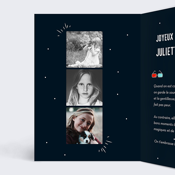 Carte anniversaire Thème Cinéma Intérieur Gauche