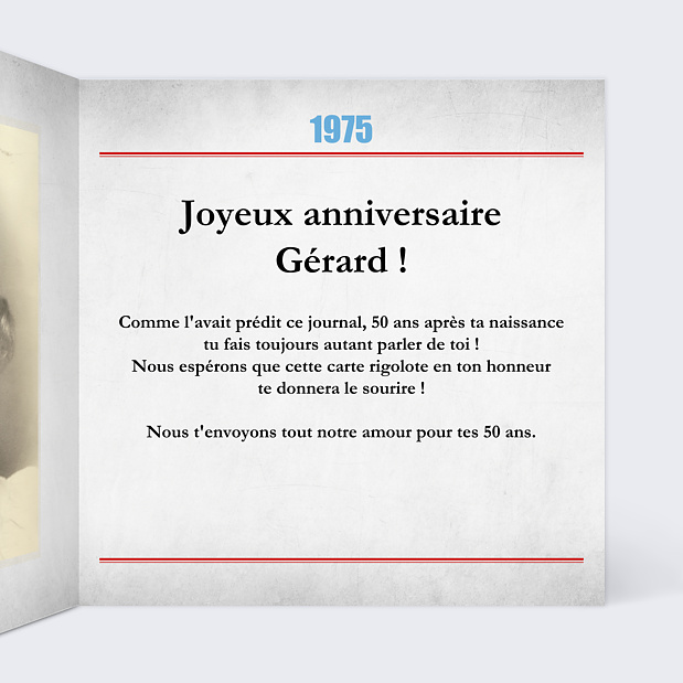 Carte d'Anniversaire Rétrospective Intérieur Droit
