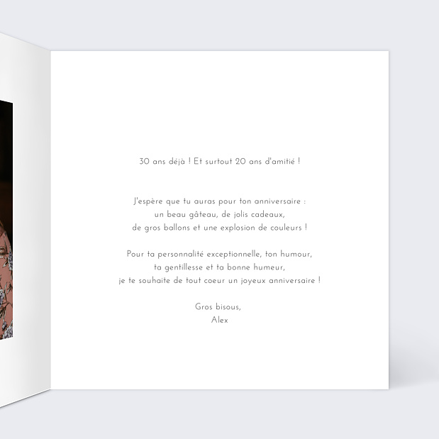 Carte Anniversaire Coeur Fleuri Intérieur Droit