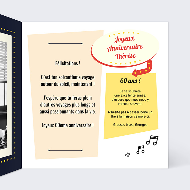 Carte Anniversaire Années 60 Intérieur Droit