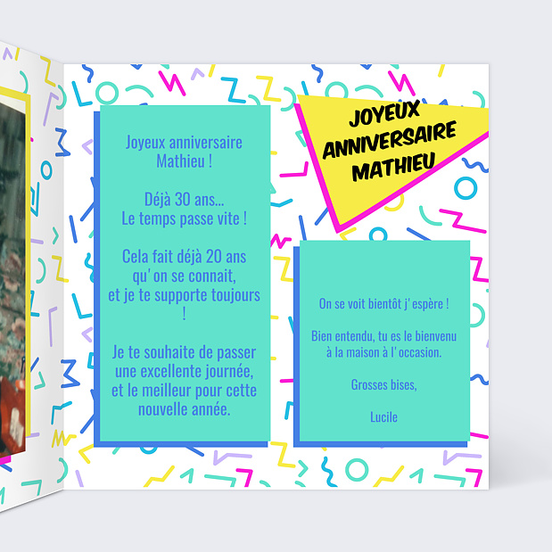 Carte Anniversaire Années 90 Intérieur Droit