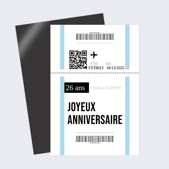Carte anniversaire Billet d'Avion