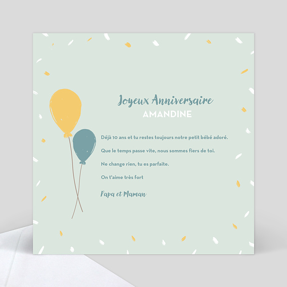 Carte anniversaire enfant Goûter d'anniversaire photo Verso