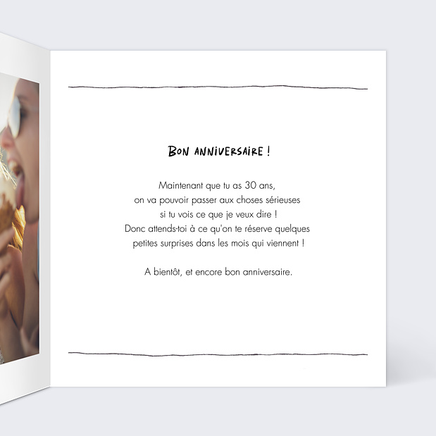 Carte Anniversaire Trait de Crayon Intérieur Droit