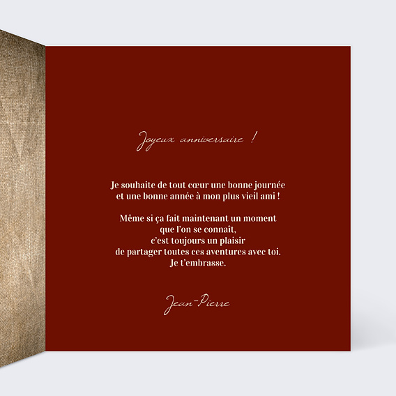 Carte anniversaire Anniversaire Millésimé Intérieur Droit