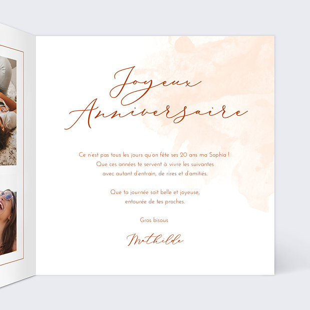 Carte Anniversaire Watercolor Intérieur Droit