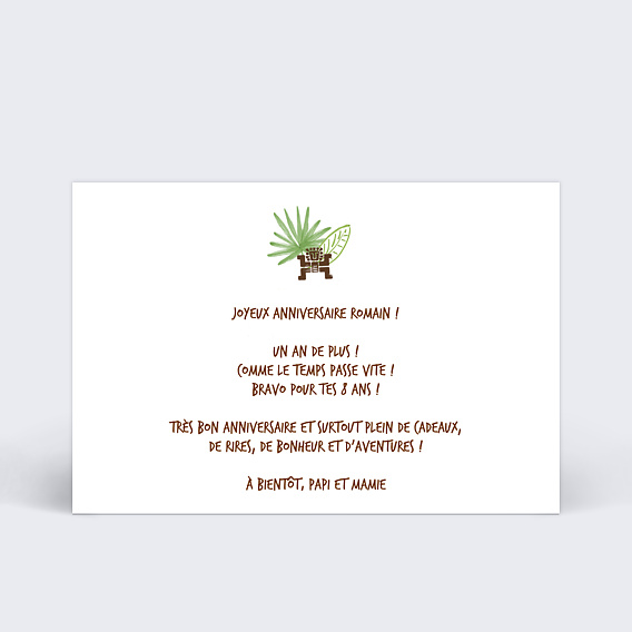 Carte anniversaire enfant Aventure Verso