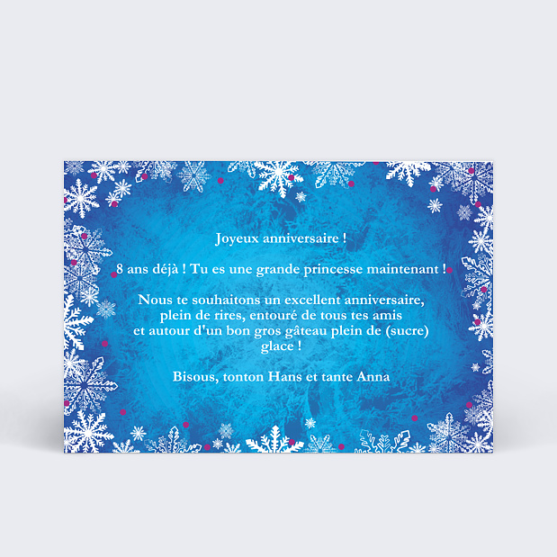 Carte Anniversaire Neige Verso