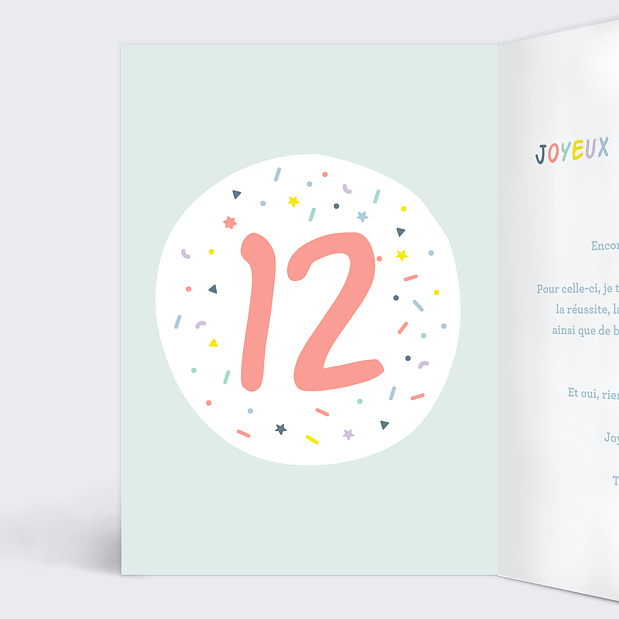 Carte Anniversaire 12 ans Intérieur Gauche